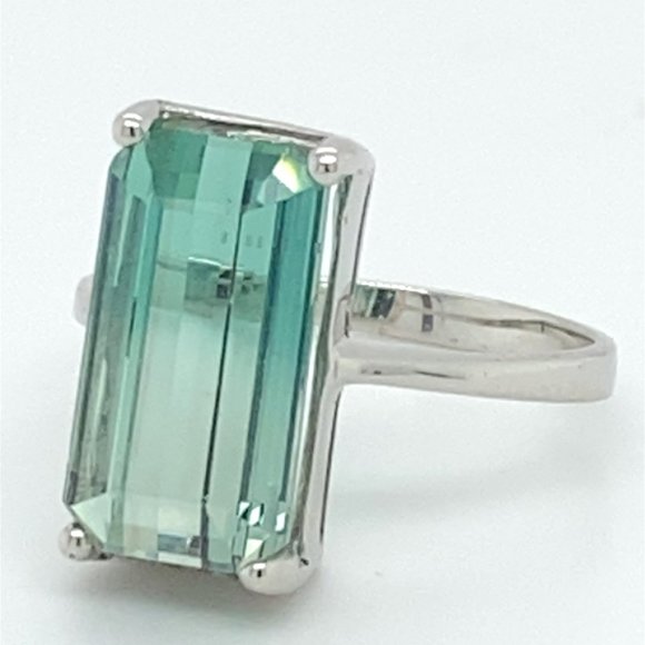 BiColor Tourmaline 7.23ct Solid 14K White Gold Ring - Picture 3 of 6